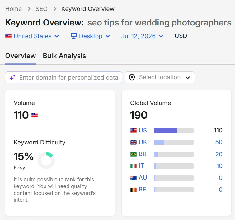 seo tips for wedding photographers